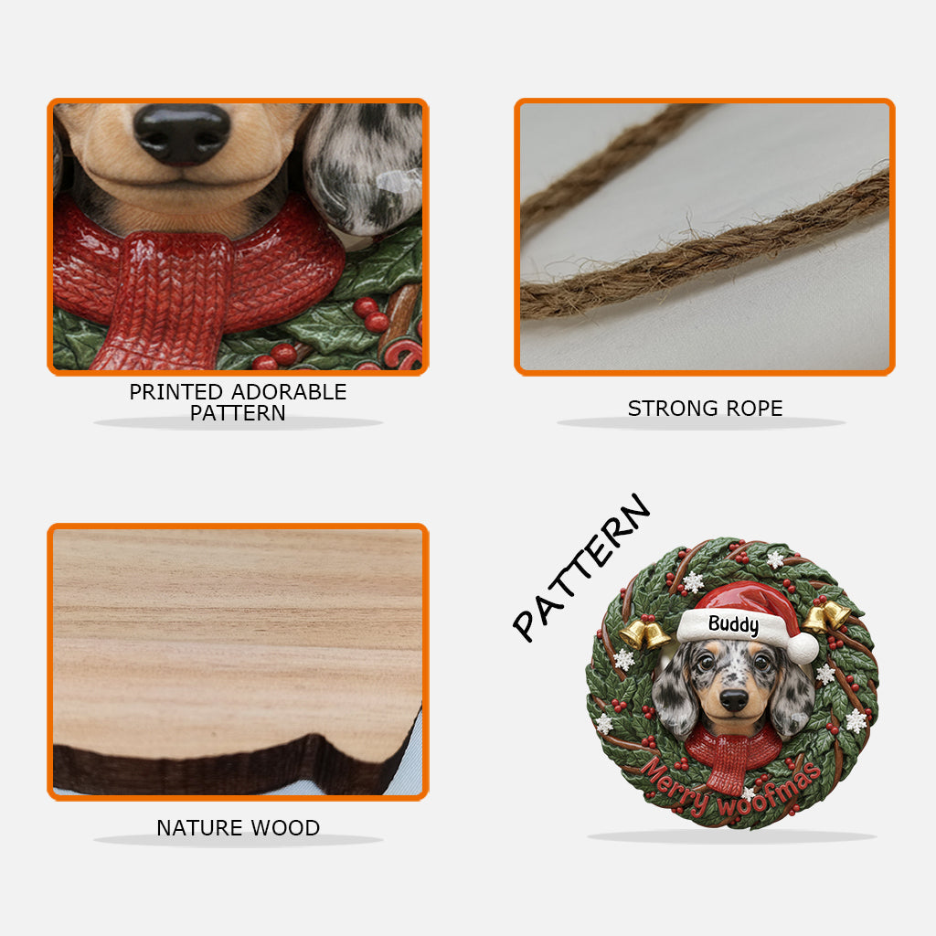 Couronne « Joyeux Noël des chiens » pour les amoureux des animaux - Panneau en bois personnalisé en forme de chien