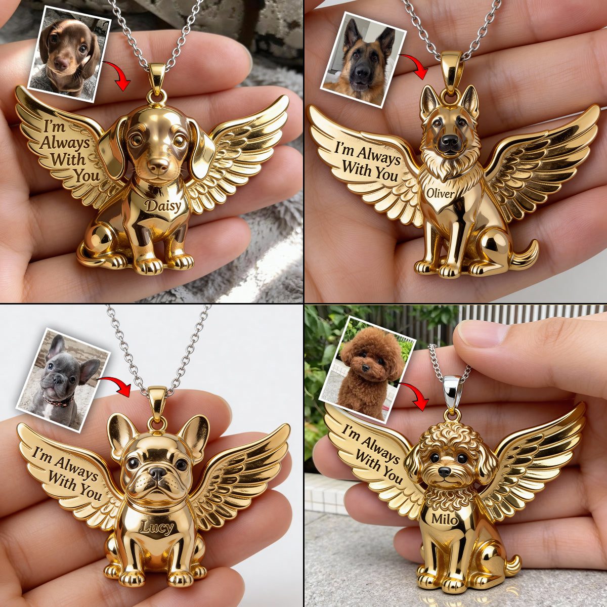 Collier pendentif personnalisé en acrylique en forme de chien avec la photo de votre animal de compagnie