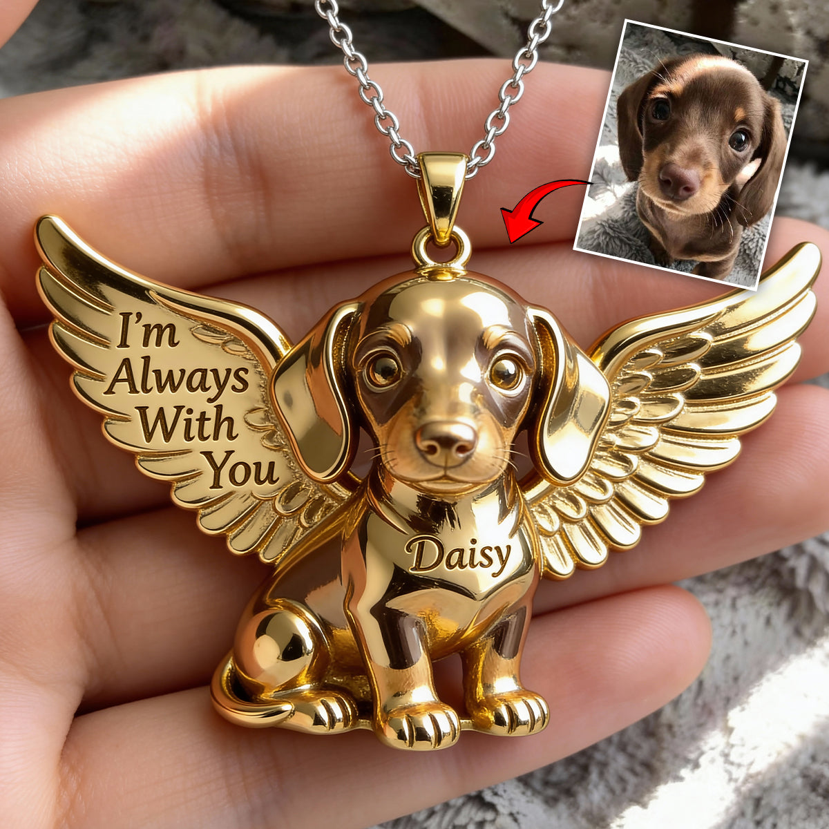 Collier pendentif personnalisé en acrylique en forme de chien avec la photo de votre animal de compagnie