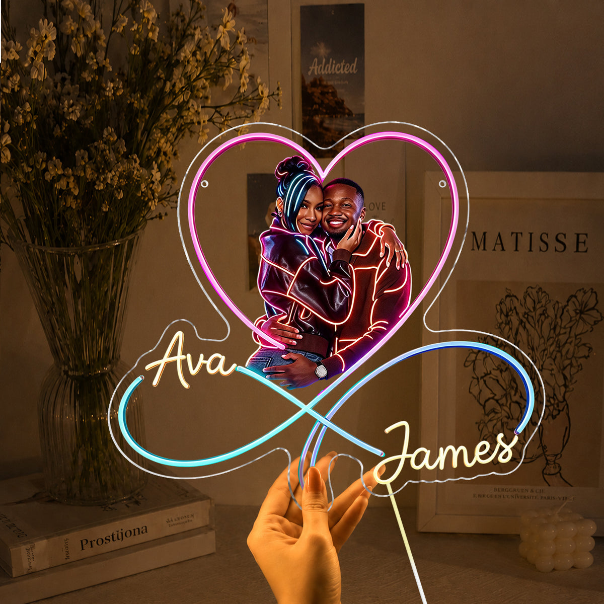 Love You Infinite, Bedroom Decoration - Personalized Couple Neon LED Light Sign