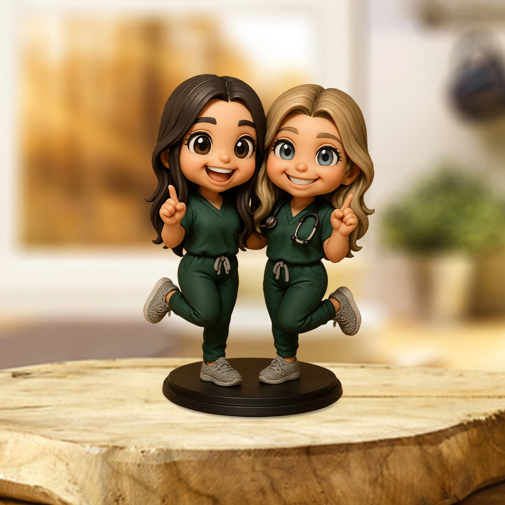 Chibi Medical Worker - Plaque acrylique personnalisée en forme d'infirmière