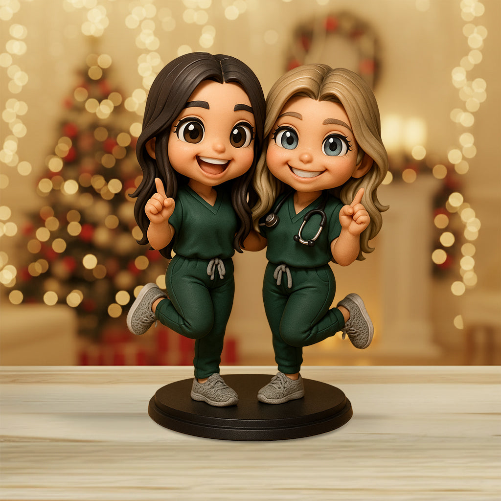 Chibi Medical Worker - Plaque acrylique personnalisée en forme d'infirmière