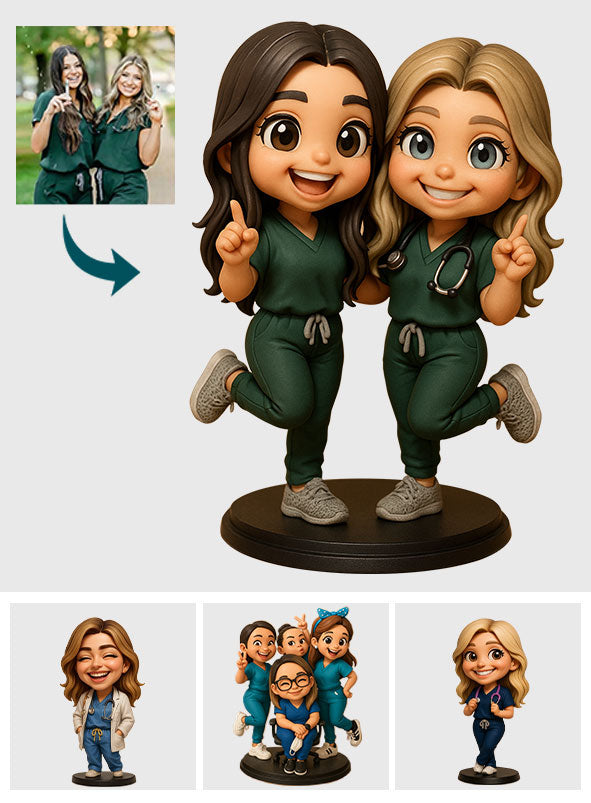 Chibi Medical Worker - Plaque acrylique personnalisée en forme d'infirmière