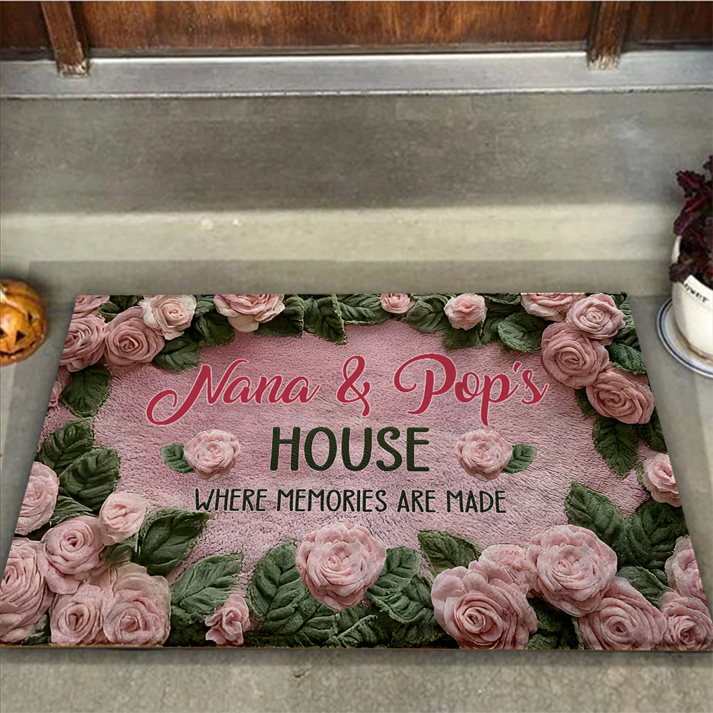 Nana & Pop's House Where Memories Are Made - Personalized Grandma Doormat