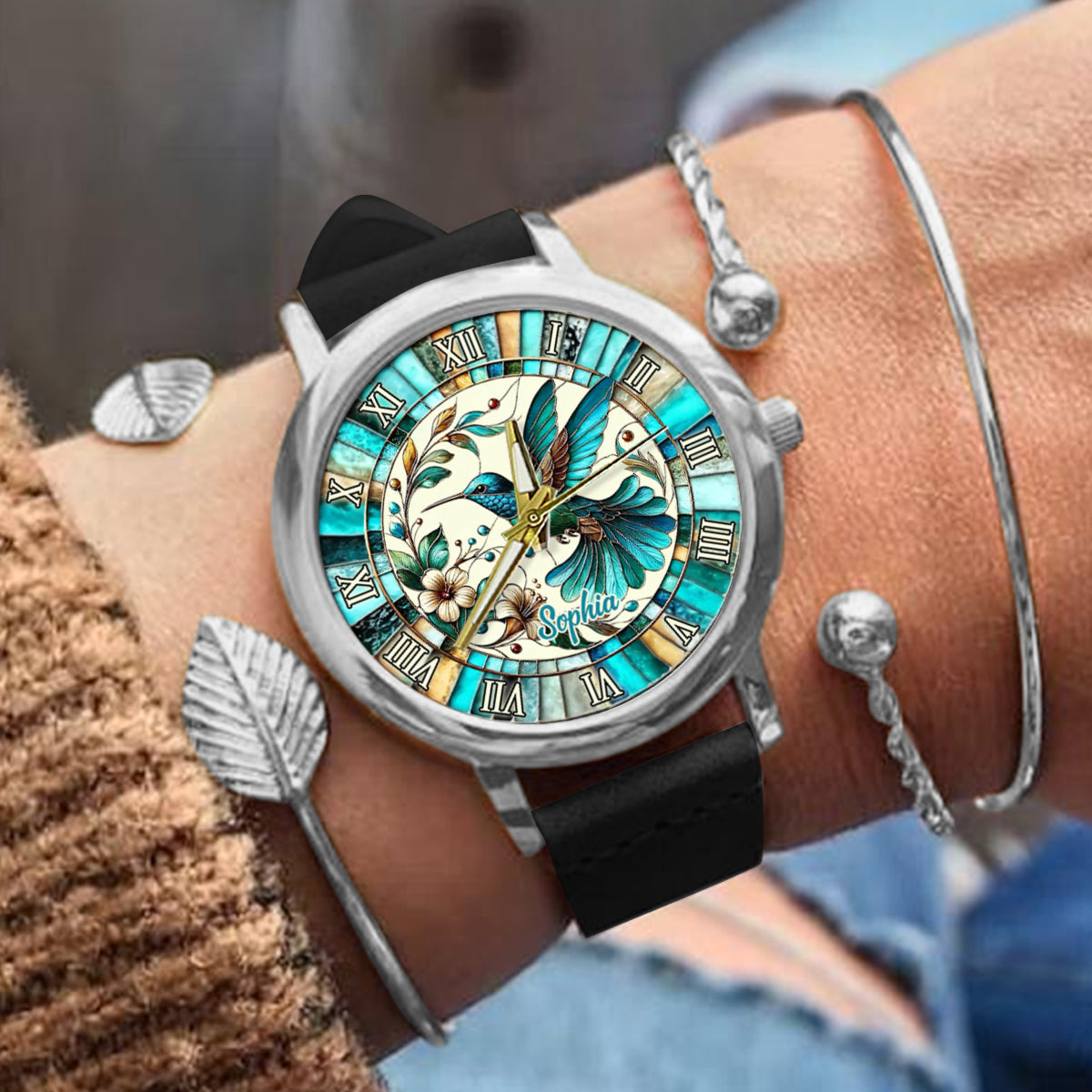 Blue Hummingbird - Personalized Hummingbird Hand Watch