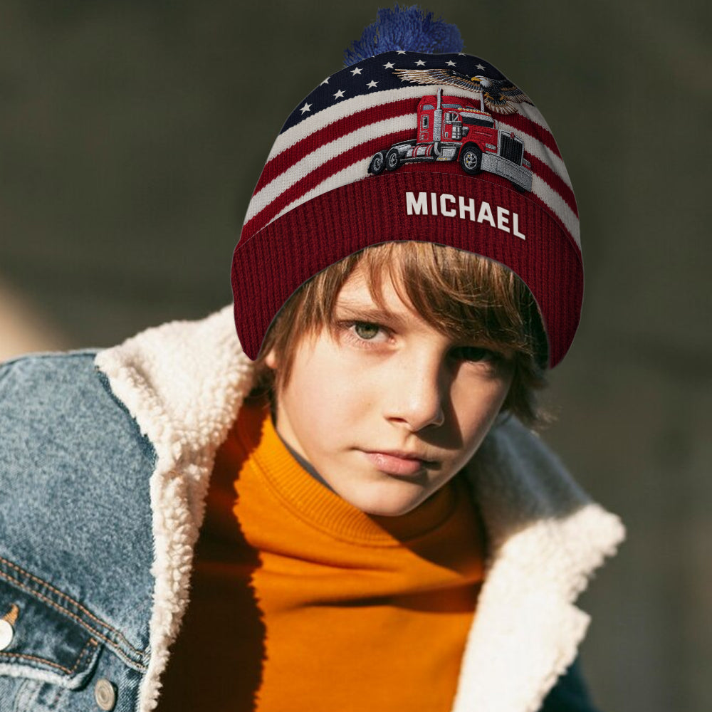 Proud Trucker - Personalized Trucker Beanie Hat