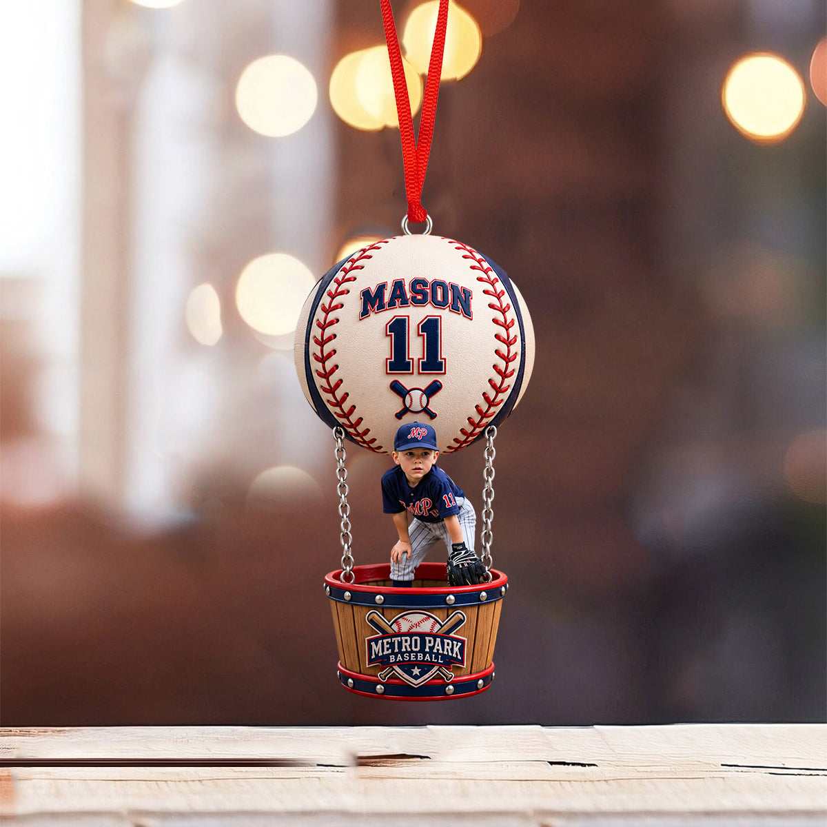 Any Sport Team Photo - Personalized Baseball Ornament With Charm