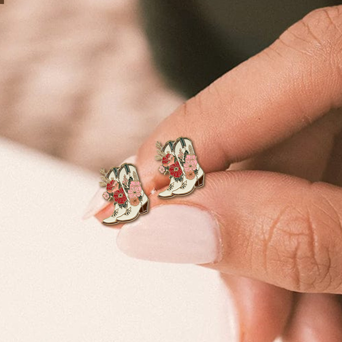 Boucles d'oreilles cowgirl chic à motif floral - Boucles d'oreilles personnalisées style cowgirl