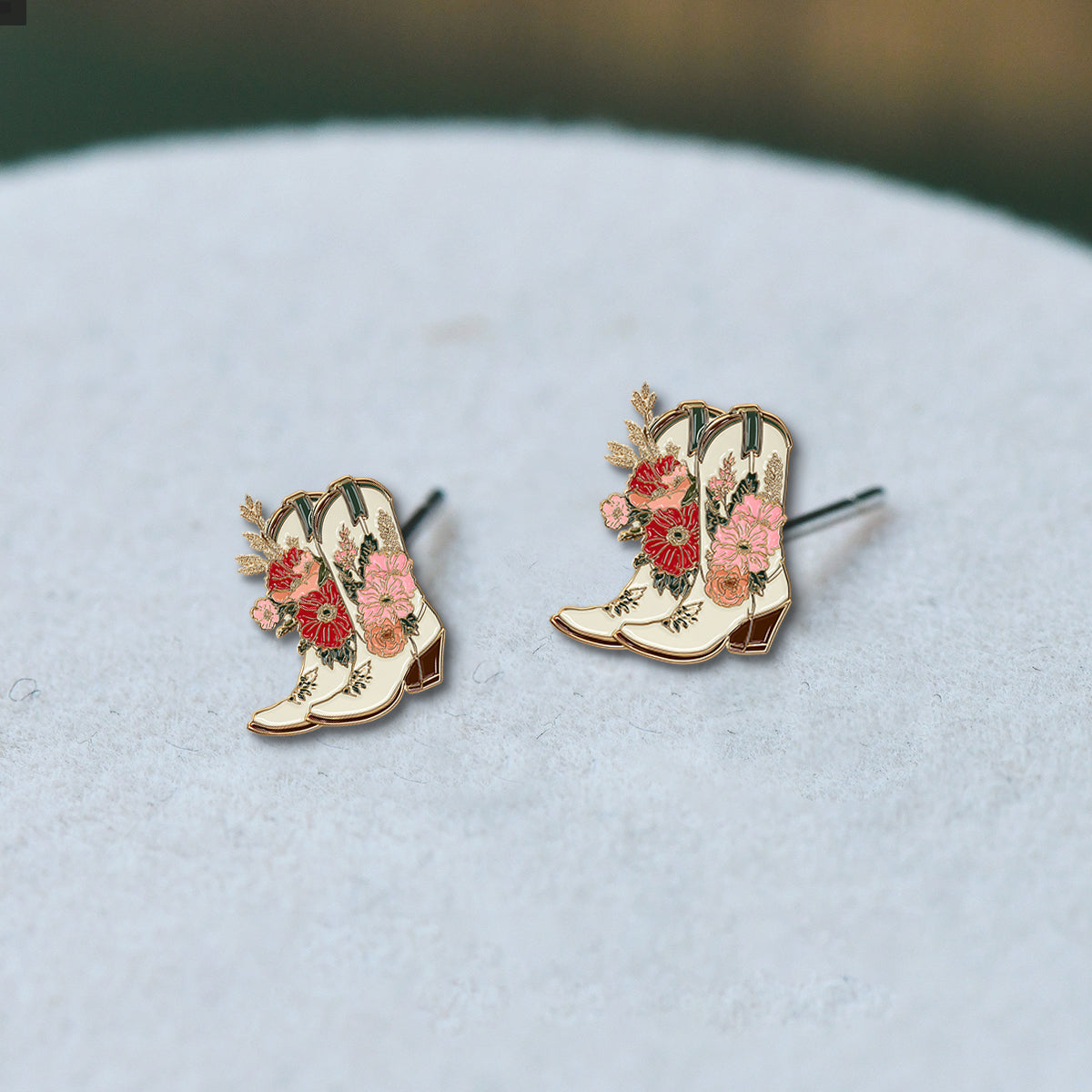 Boucles d'oreilles cowgirl chic à motif floral - Boucles d'oreilles personnalisées style cowgirl