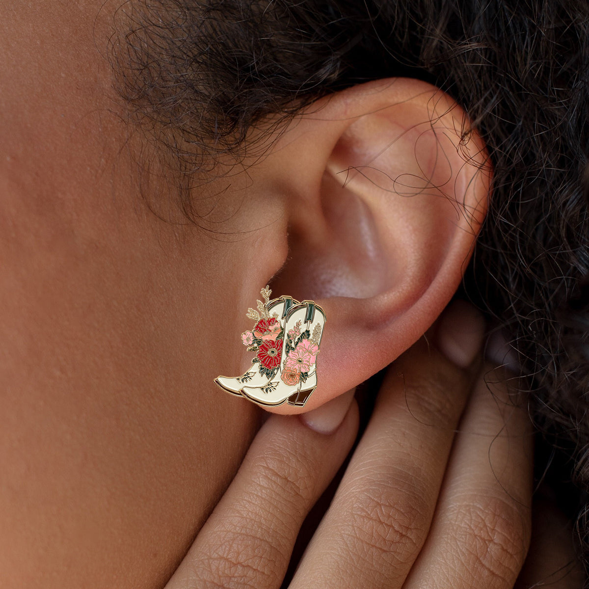 Boucles d'oreilles cowgirl chic à motif floral - Boucles d'oreilles personnalisées style cowgirl