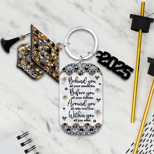 Congrats Grand Class Of 2025 - Personalized Graduation Keychain with Charms
