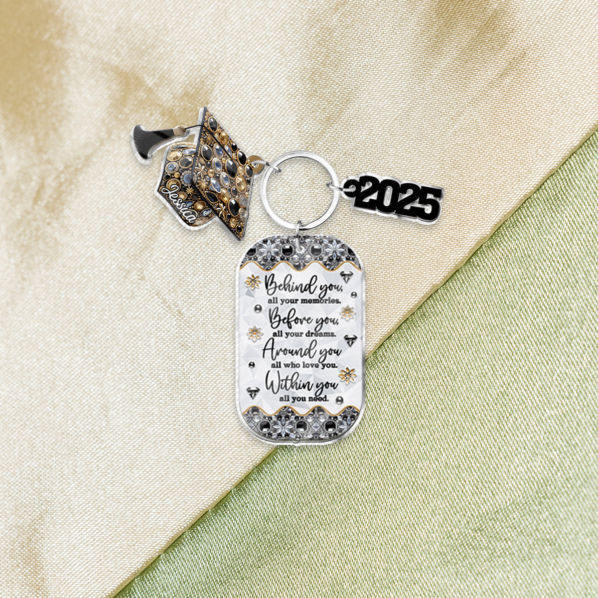 Congrats Grand Class Of 2025 - Personalized Graduation Keychain with Charms