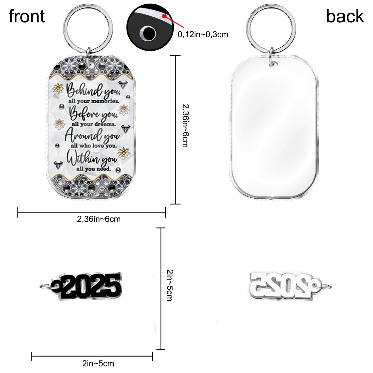 Congrats Grand Class Of 2025 - Personalized Graduation Keychain with Charms