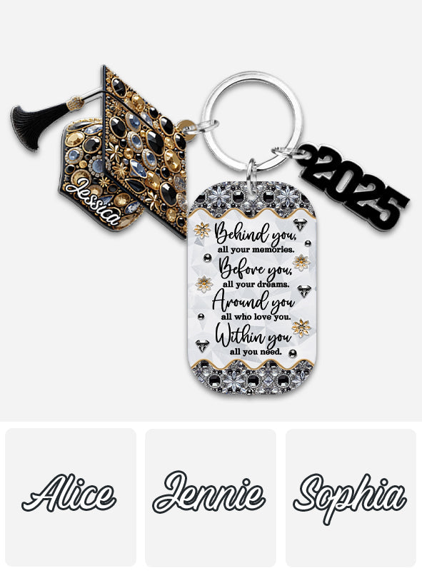 Congrats Grand Class Of 2025 - Personalized Graduation Keychain with Charms