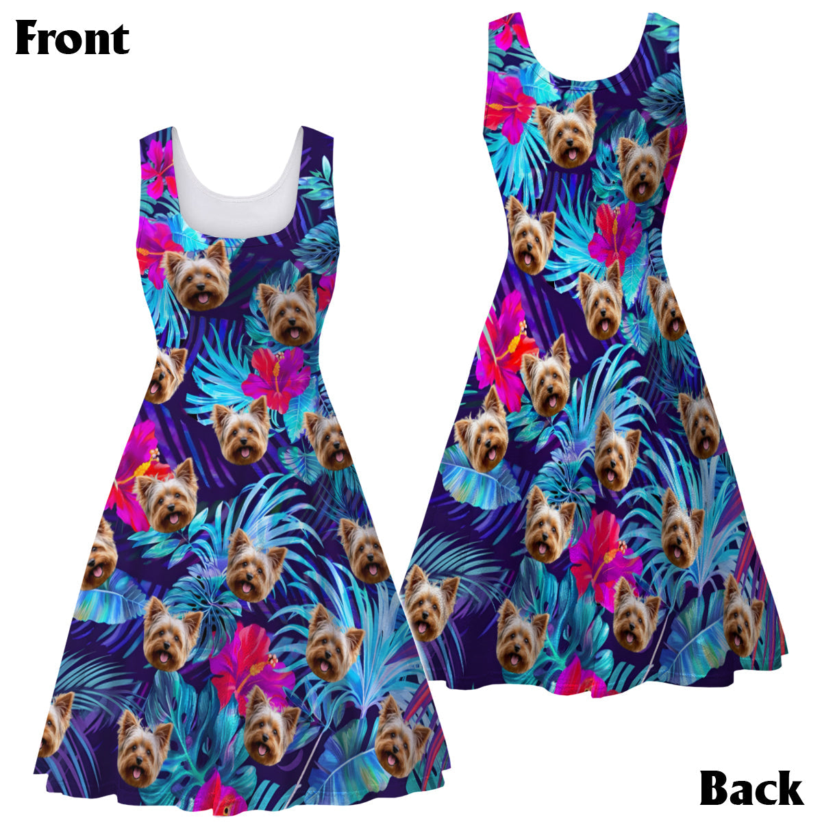 L'appel de la plage - Chemise hawaïenne personnalisée pour chien et robe sans manches