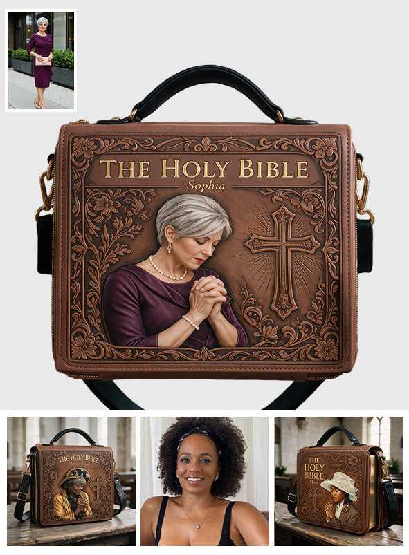 Église du Dimanche - Sac en Cuir Personnalisé pour Bible Chrétienne