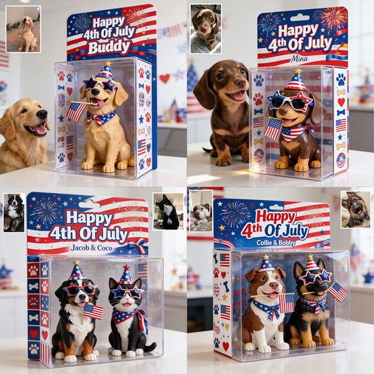 Célébrez le 4 juillet avec vos animaux - Boîte d'affichage acrylique personnalisée pour chien