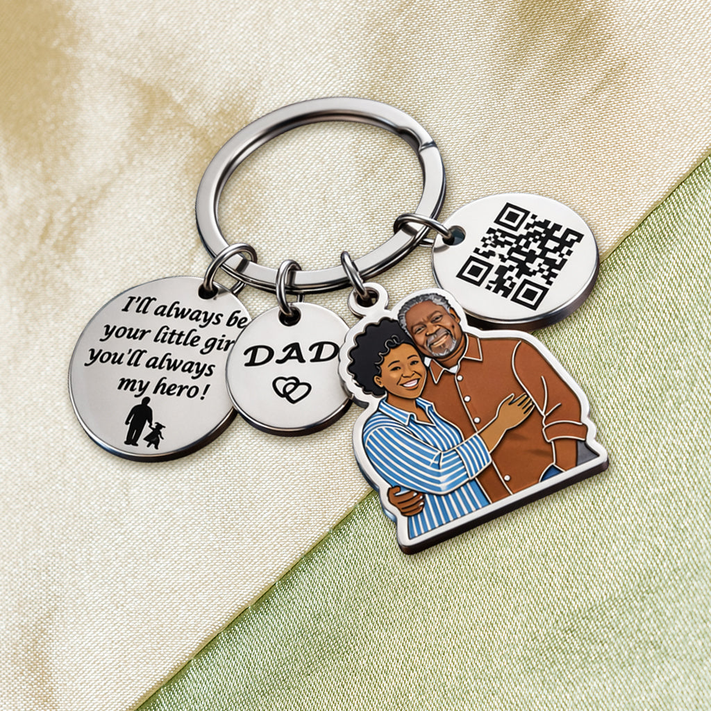 Father Gift Idea - Personalized Father Premium Keychain With Charms