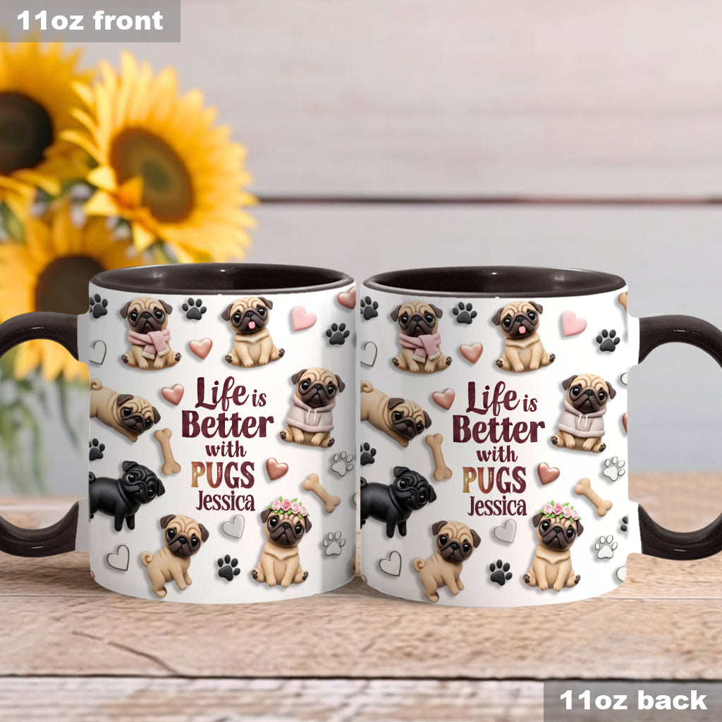Life Is Better With Dogs - Personalized Dog Accent Mug