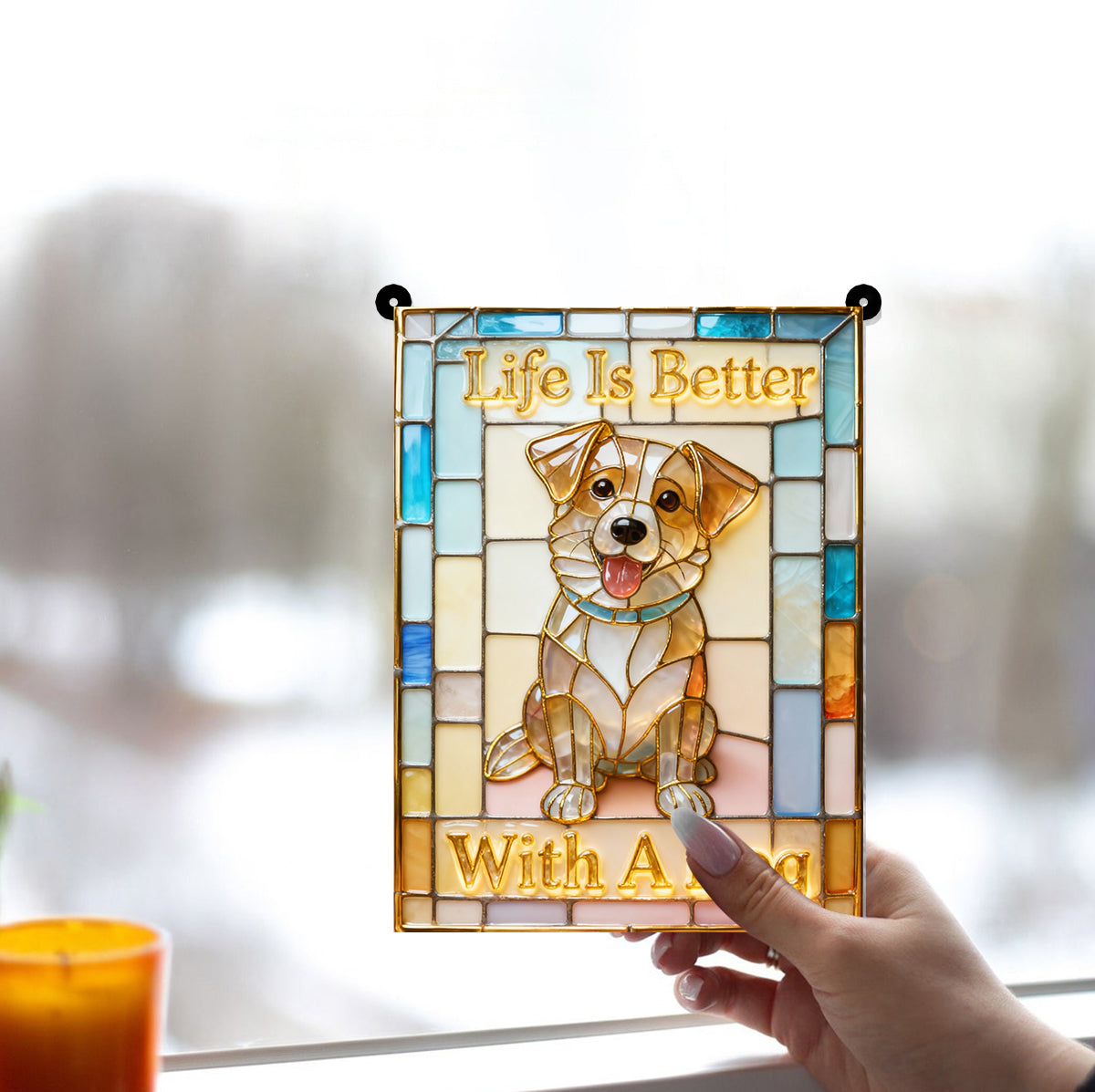 Life Is Better With A Dog - Personalized Dog Window Hanging Suncatcher Ornament