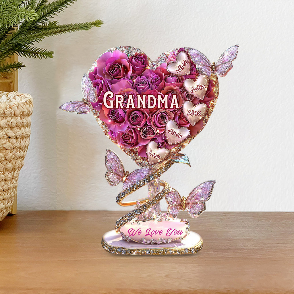 Grandma Heart - Personalized Grandma Custom Shaped Acrylic Plaque