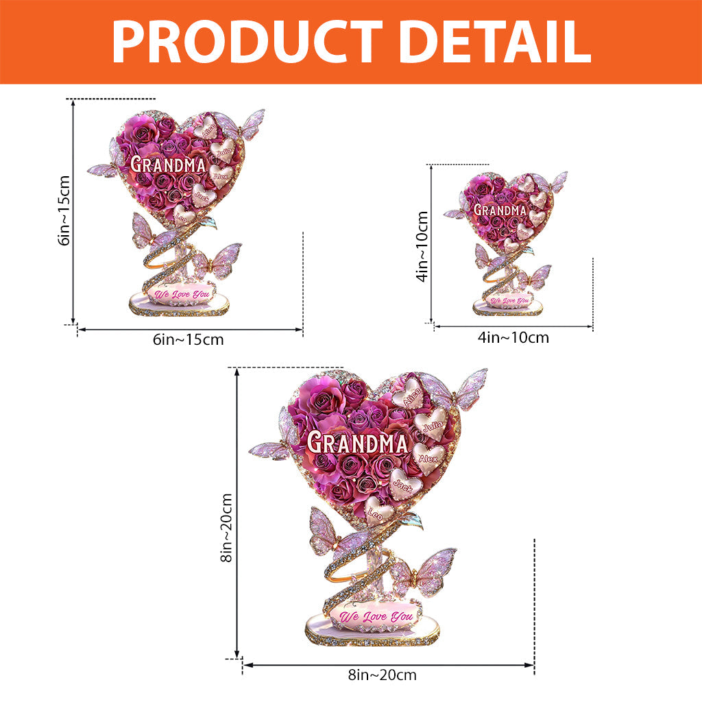 Grandma Heart - Personalized Grandma Custom Shaped Acrylic Plaque