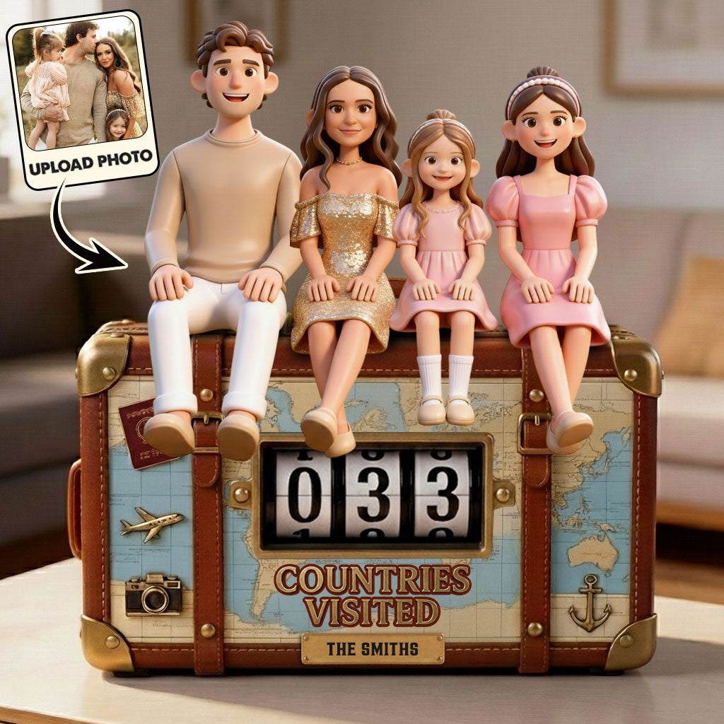 Pays visités - Plaque de voyage personnalisée et interchangeable