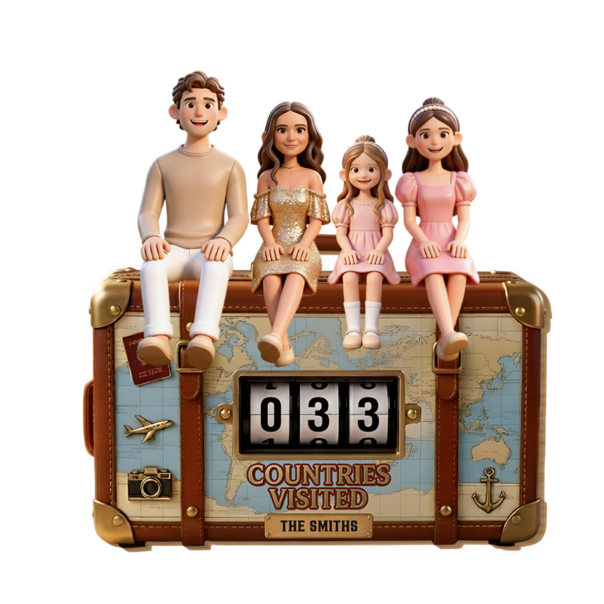 Pays visités - Plaque de voyage personnalisée et interchangeable