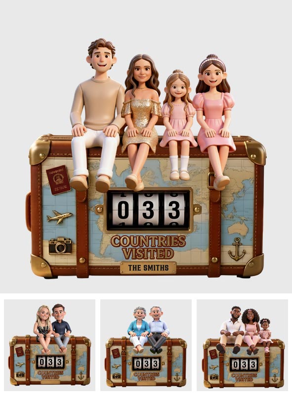 Pays visités - Plaque de voyage personnalisée et interchangeable