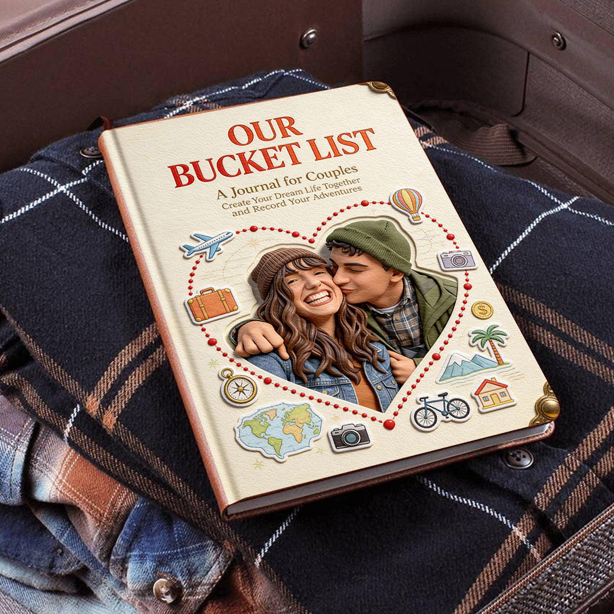 Notre liste de choses à faire, notre liste de choses à faire en couple - Carnet en cuir personnalisé pour couple
