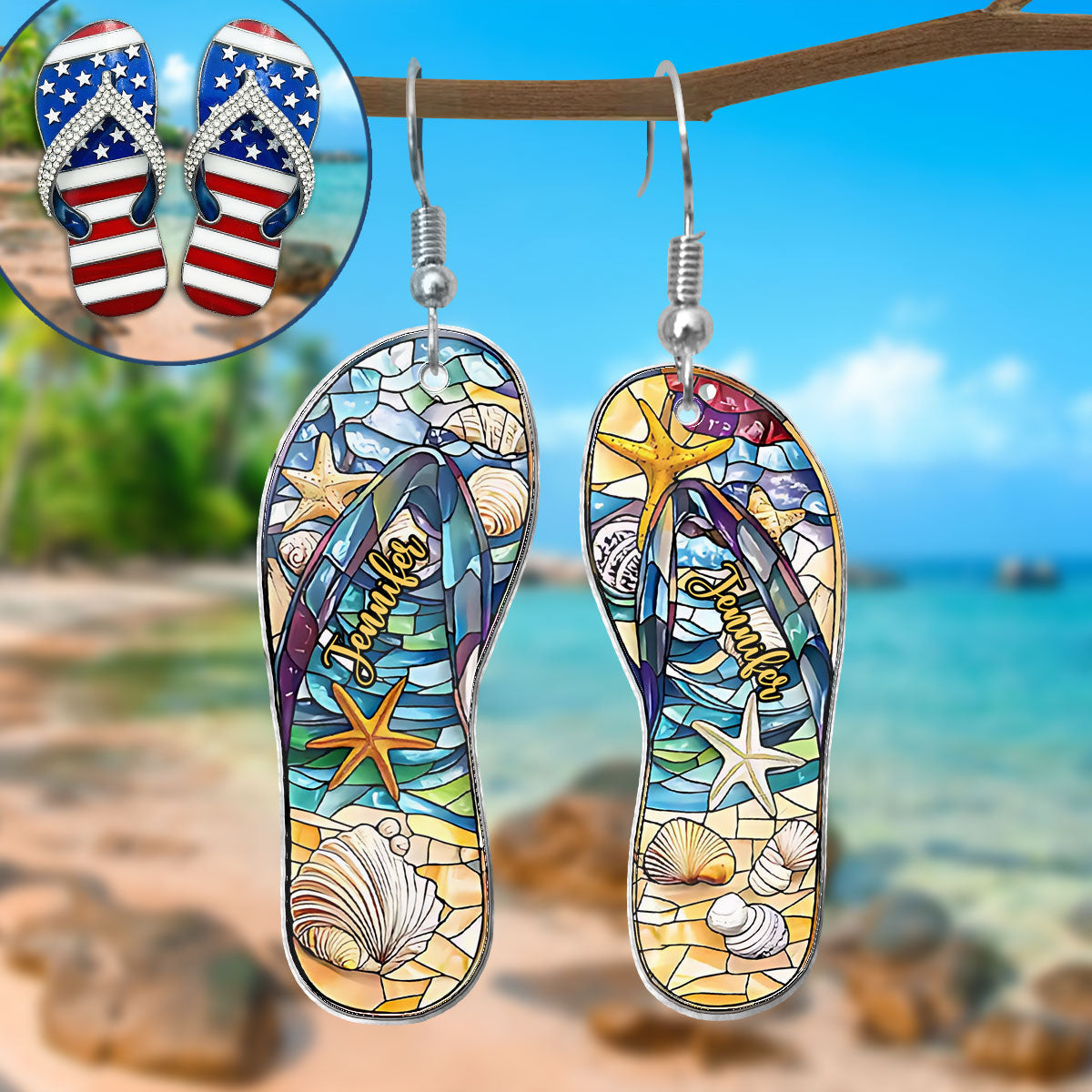 Beach Flipflops - Personalized Sea Lover Earrings