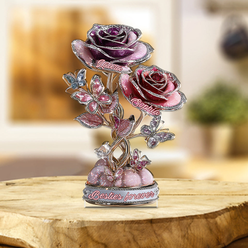 Les amis sont comme des fleurs dans le jardin de la vie - Meilleures amies pour toujours - Plaque acrylique personnalisée en forme de meilleure amie