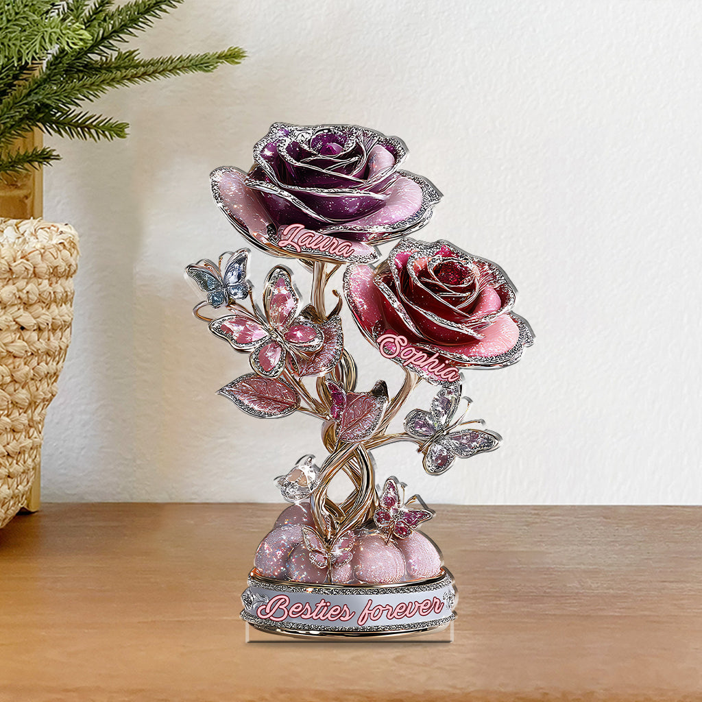 Les amis sont comme des fleurs dans le jardin de la vie - Meilleures amies pour toujours - Plaque acrylique personnalisée en forme de meilleure amie