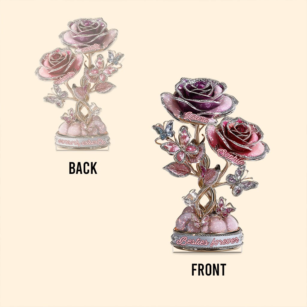 Les amis sont comme des fleurs dans le jardin de la vie - Meilleures amies pour toujours - Plaque acrylique personnalisée en forme de meilleure amie