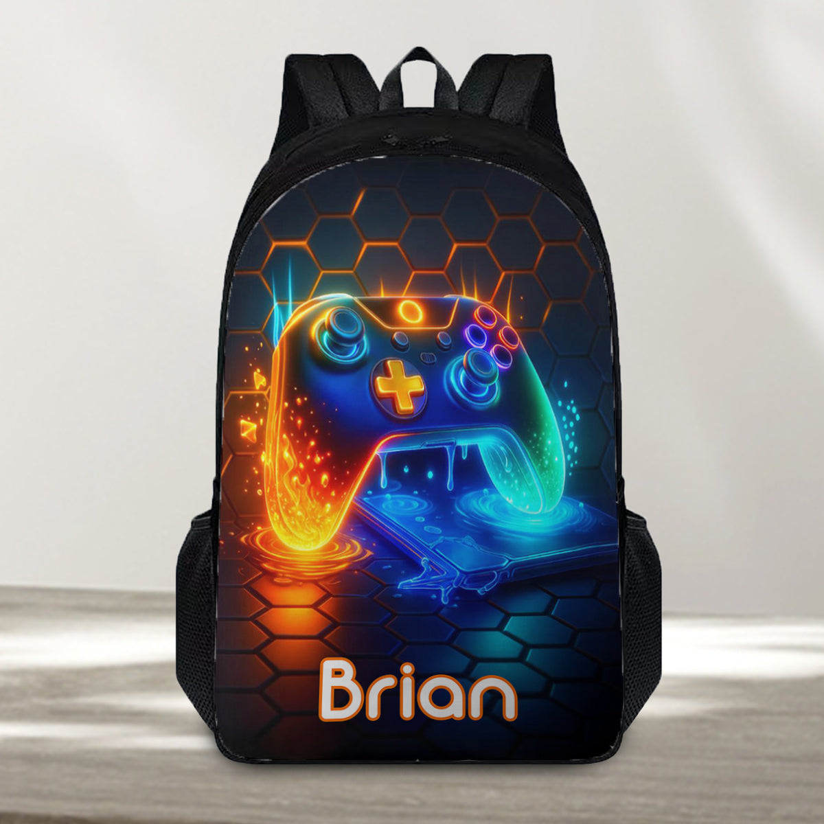 Poignée de jeu - Ensemble de trois sacs d'école grande capacité pour garçons - Sac à dos, sac à lunch et trousse personnalisés pour enfants