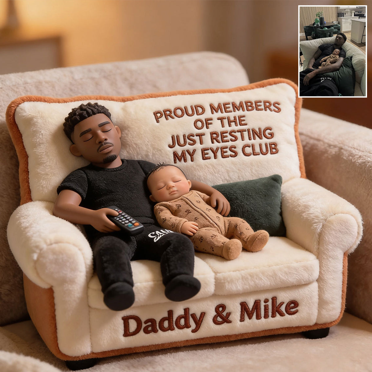 Cadeau Amusant Pour Papa, Cadeau de Fête des Pères - Coussin Personnalisé en Fourrure Synthétique Premium
