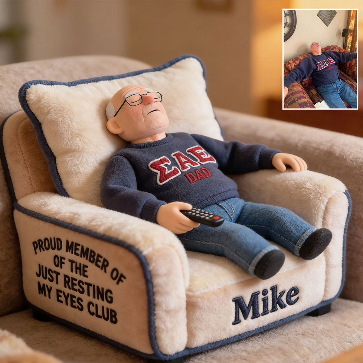 Cadeau Amusant Pour Papa, Cadeau de Fête des Pères - Coussin Personnalisé en Fourrure Synthétique Premium