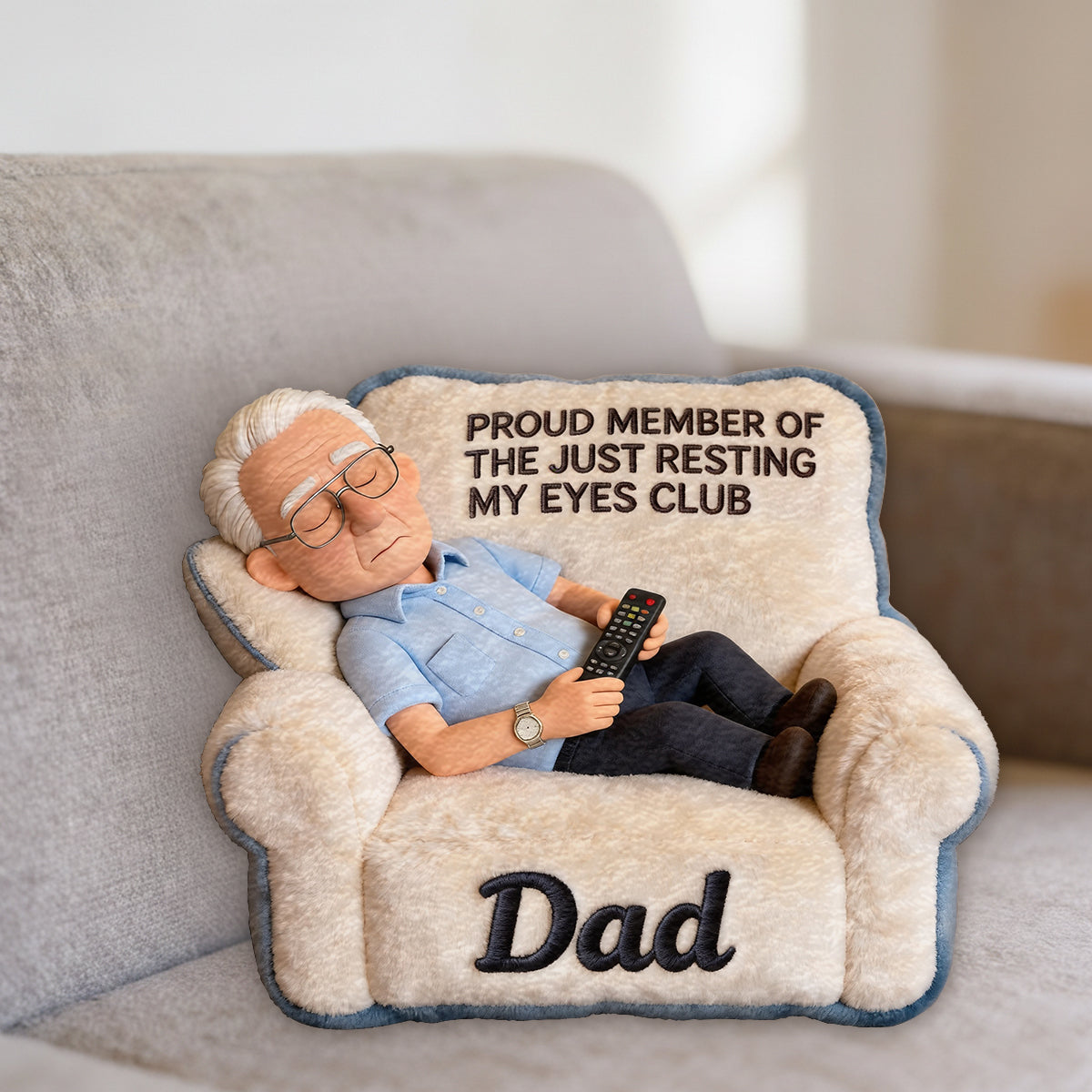 Cadeau Amusant Pour Papa, Cadeau de Fête des Pères - Coussin Personnalisé en Fourrure Synthétique Premium