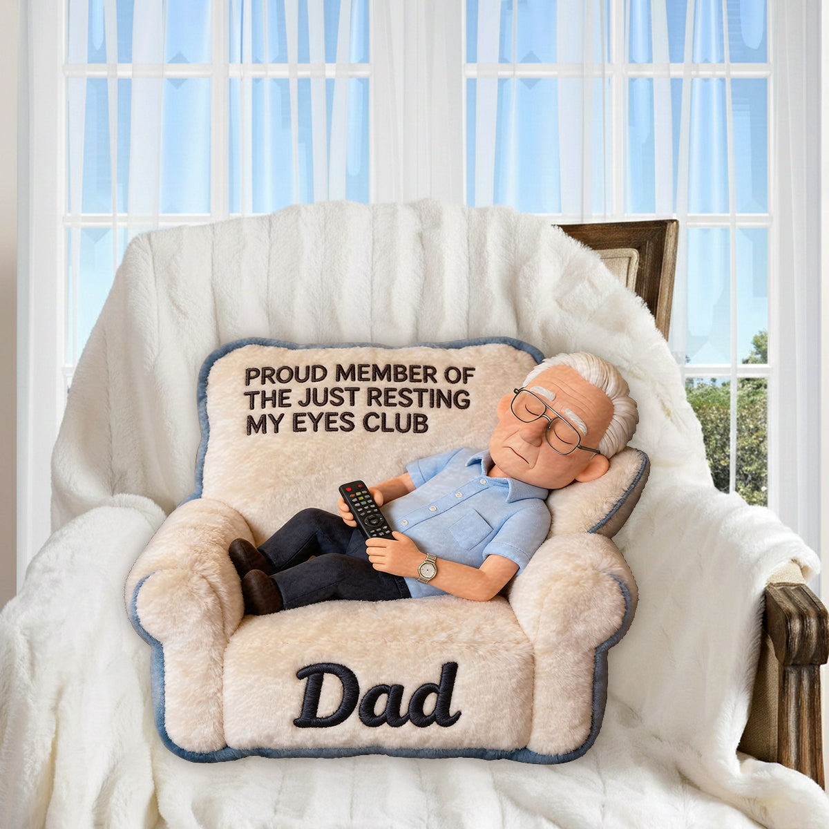 Cadeau Amusant Pour Papa, Cadeau de Fête des Pères - Coussin Personnalisé en Fourrure Synthétique Premium