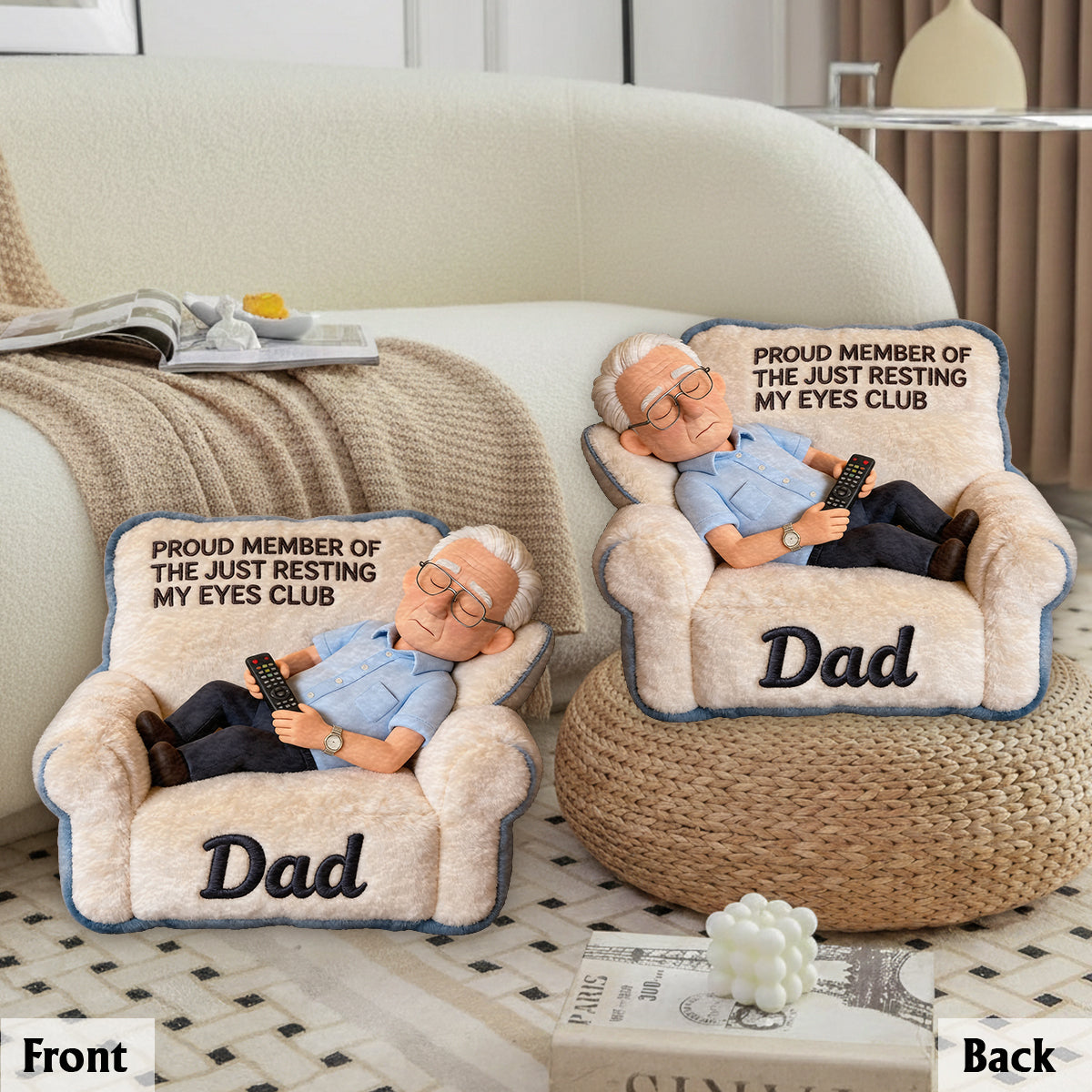 Cadeau Amusant Pour Papa, Cadeau de Fête des Pères - Coussin Personnalisé en Fourrure Synthétique Premium
