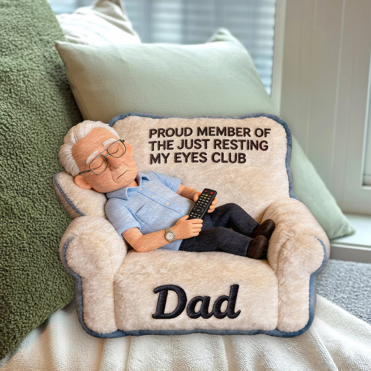 Cadeau Amusant Pour Papa, Cadeau de Fête des Pères - Coussin Personnalisé en Fourrure Synthétique Premium