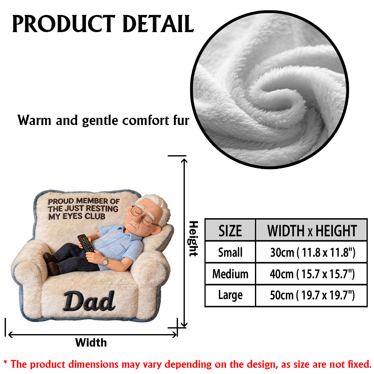Cadeau Amusant Pour Papa, Cadeau de Fête des Pères - Coussin Personnalisé en Fourrure Synthétique Premium