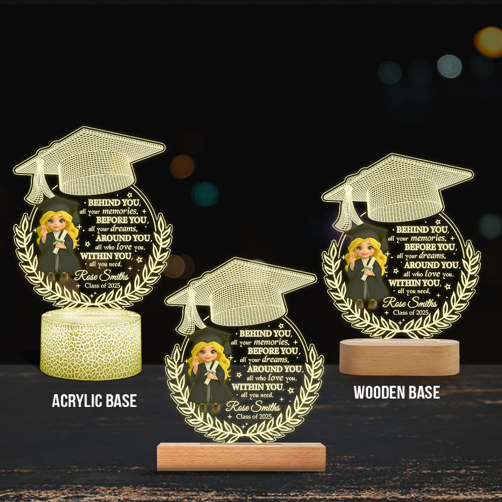 Nous sommes fiers de toi - Socle lumineux personnalisé en forme de plaque de remise de diplôme