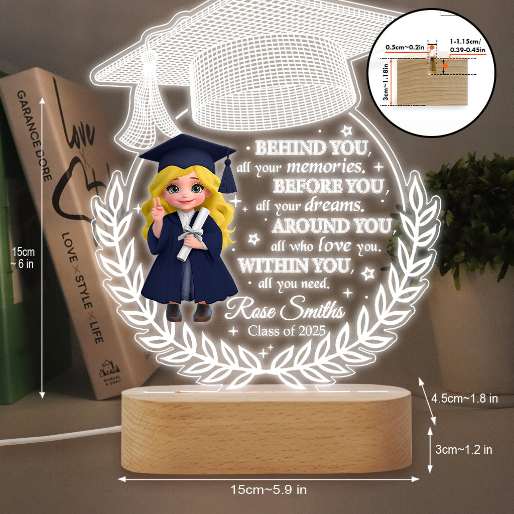 Nous sommes fiers de toi - Socle lumineux personnalisé en forme de plaque de remise de diplôme