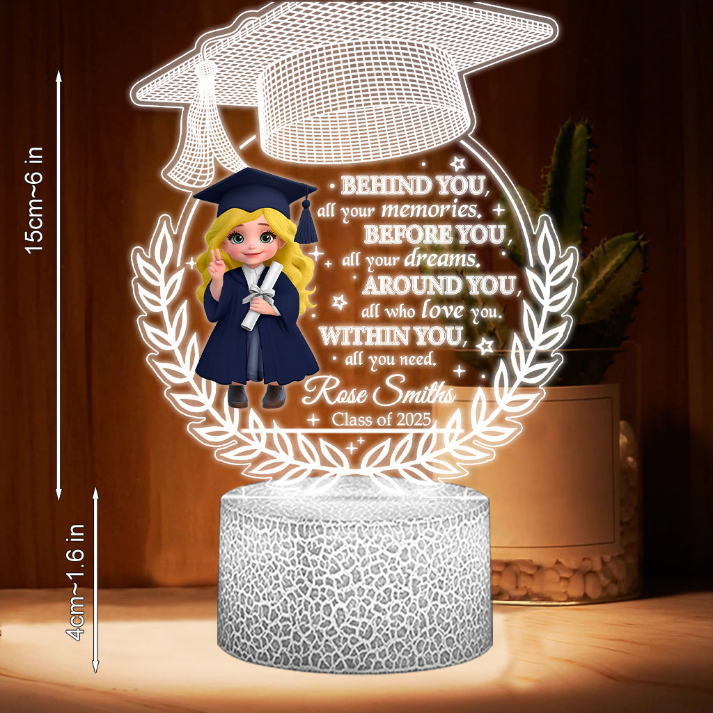 Nous sommes fiers de toi - Socle lumineux personnalisé en forme de plaque de remise de diplôme