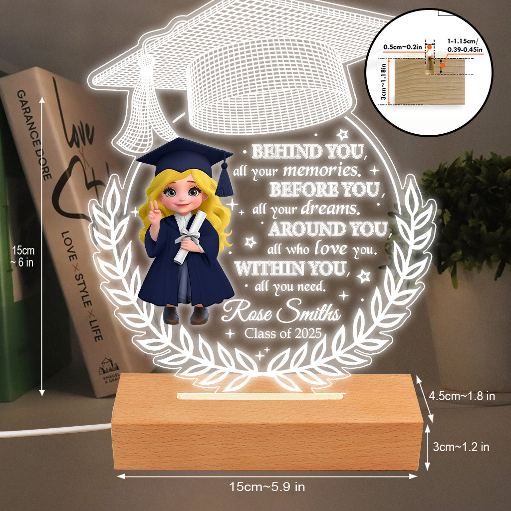Nous sommes fiers de toi - Socle lumineux personnalisé en forme de plaque de remise de diplôme