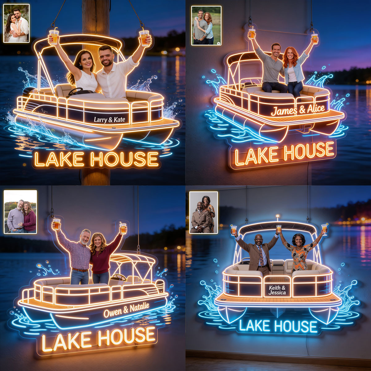 Notre Maison au Bord du Lac - Enseigne Lumineuse LED Néon Personnalisée