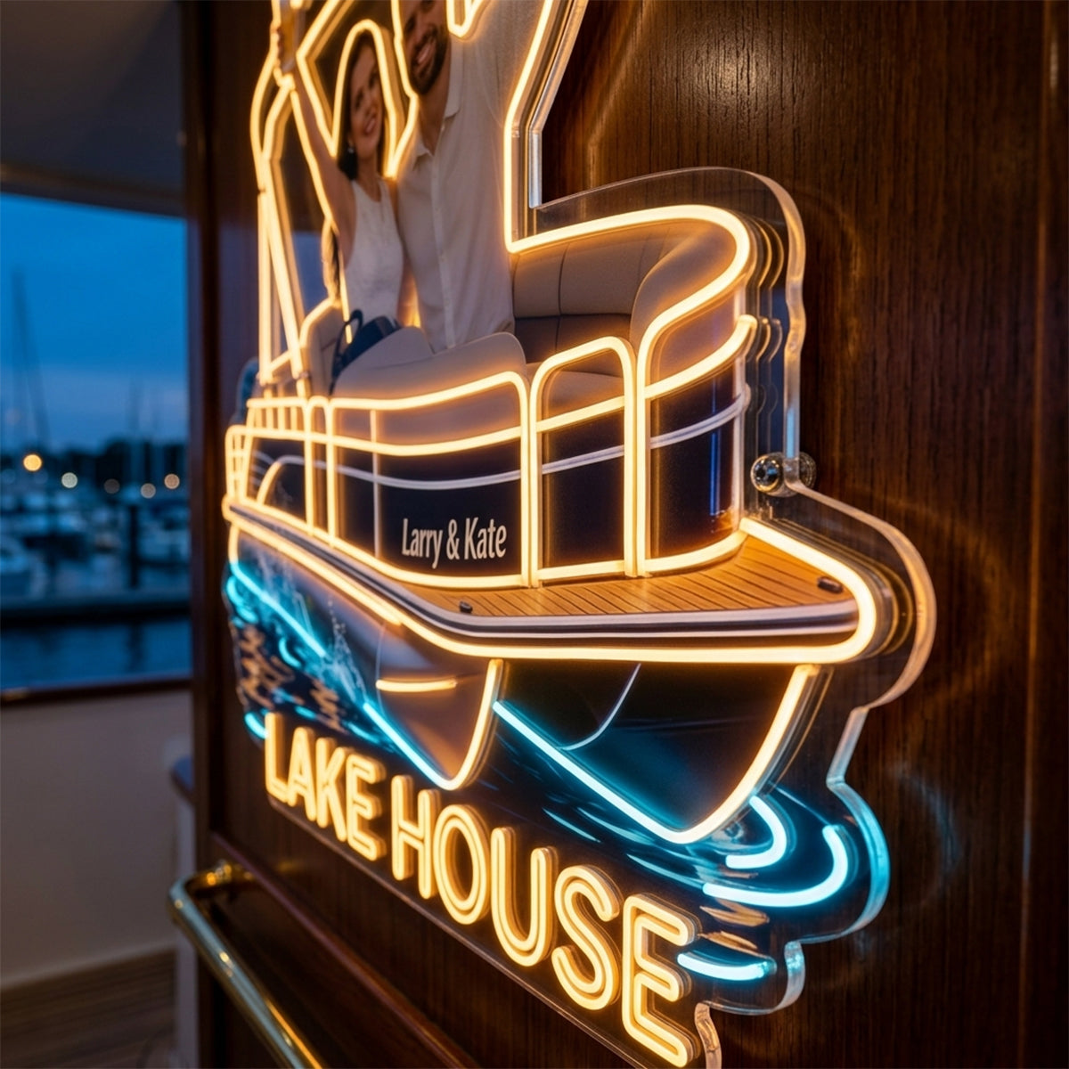 Notre Maison au Bord du Lac - Enseigne Lumineuse LED Néon Personnalisée