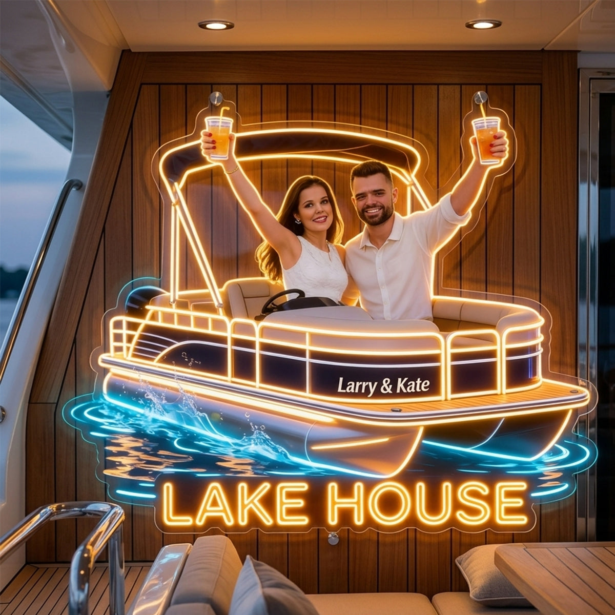 Notre Maison au Bord du Lac - Enseigne Lumineuse LED Néon Personnalisée