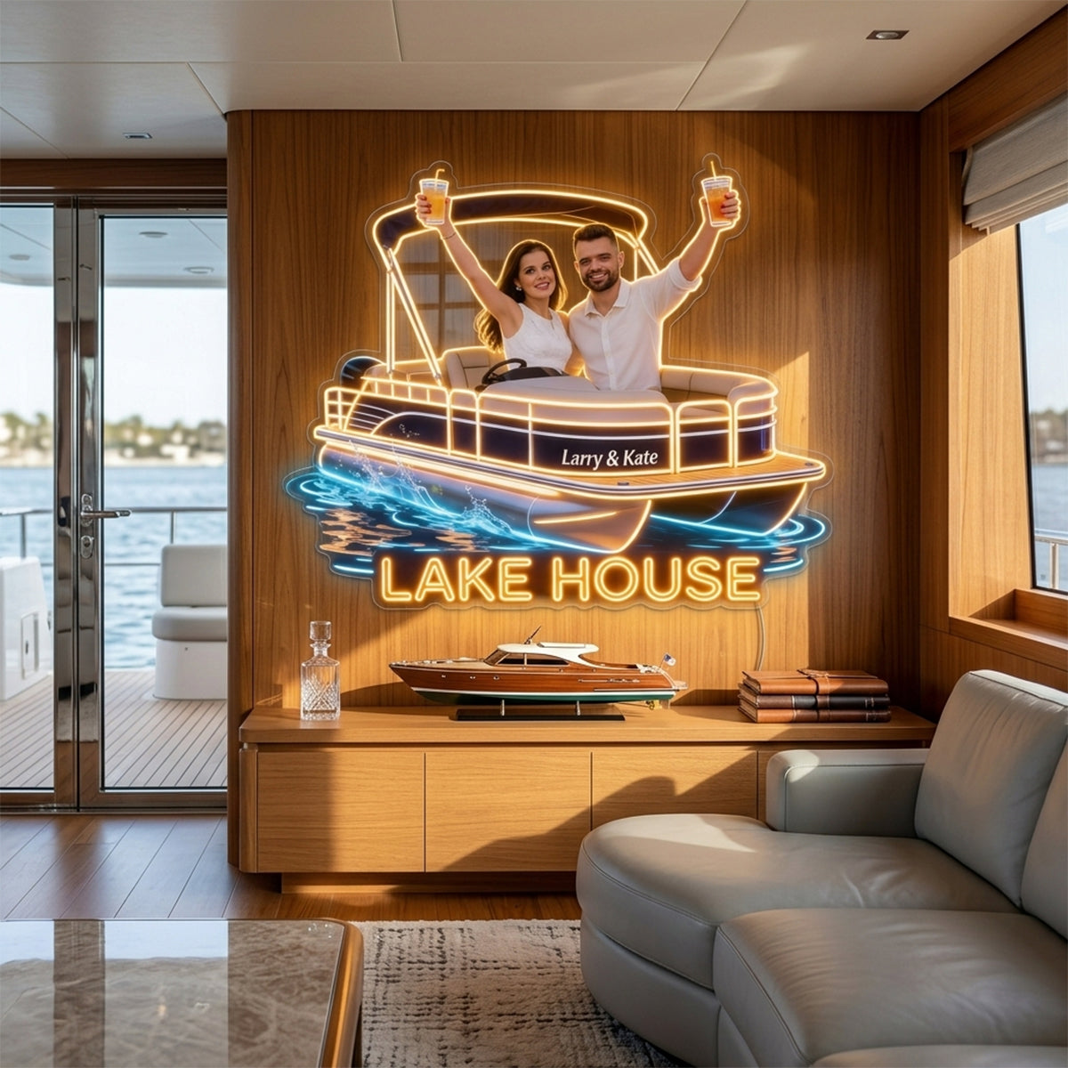 Notre Maison au Bord du Lac - Enseigne Lumineuse LED Néon Personnalisée